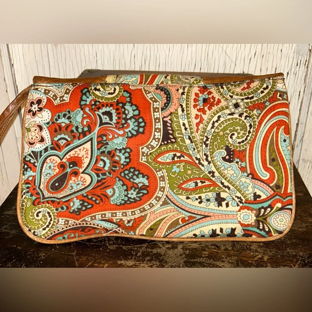 🌻🌻Boho Chic’ Leather‎ & Canvas Clutch by eBISU🌻